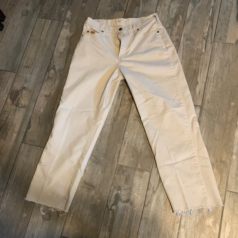 Lee Relaxed Straight Leg At The Waist Cream Pants